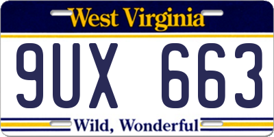 WV license plate 9UX663