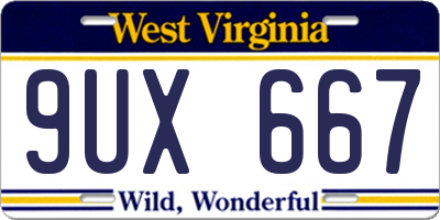WV license plate 9UX667