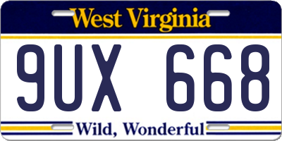 WV license plate 9UX668