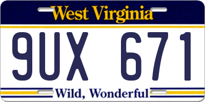 WV license plate 9UX671