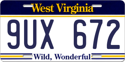 WV license plate 9UX672