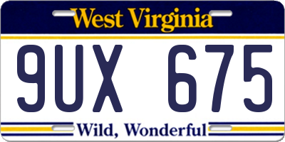 WV license plate 9UX675