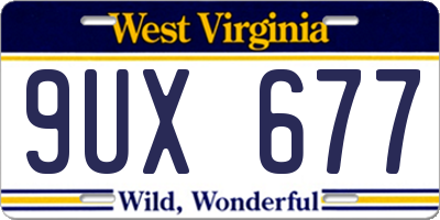 WV license plate 9UX677