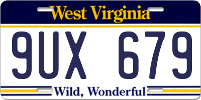 WV license plate 9UX679