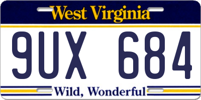 WV license plate 9UX684