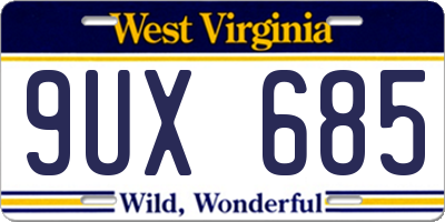 WV license plate 9UX685