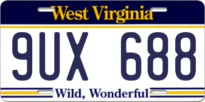 WV license plate 9UX688