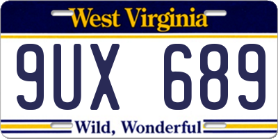 WV license plate 9UX689