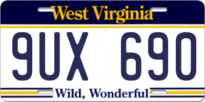 WV license plate 9UX690