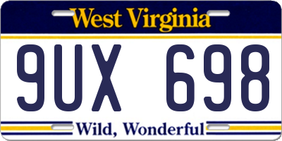 WV license plate 9UX698