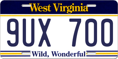 WV license plate 9UX700