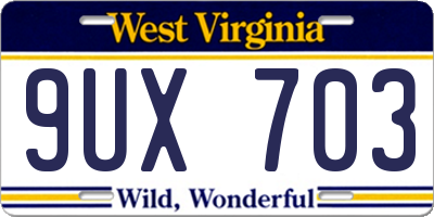 WV license plate 9UX703