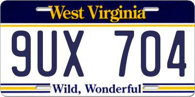 WV license plate 9UX704