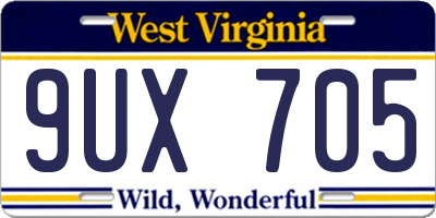 WV license plate 9UX705