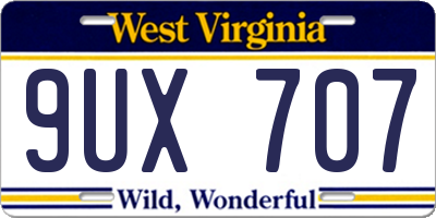WV license plate 9UX707