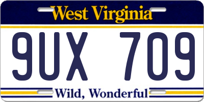 WV license plate 9UX709