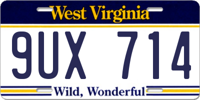 WV license plate 9UX714