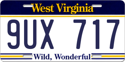 WV license plate 9UX717