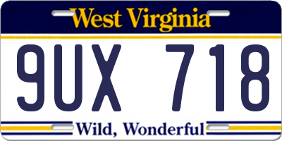 WV license plate 9UX718