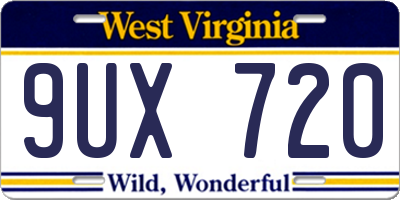 WV license plate 9UX720