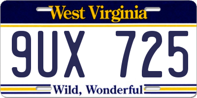 WV license plate 9UX725