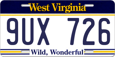 WV license plate 9UX726