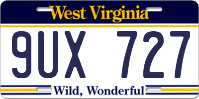 WV license plate 9UX727
