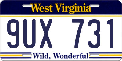 WV license plate 9UX731