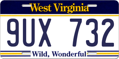WV license plate 9UX732