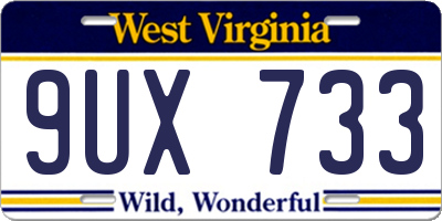 WV license plate 9UX733