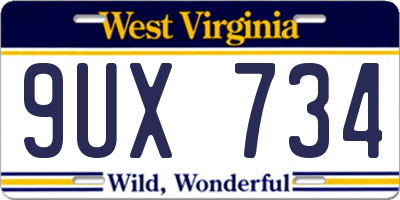 WV license plate 9UX734