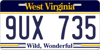 WV license plate 9UX735