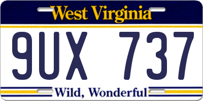 WV license plate 9UX737