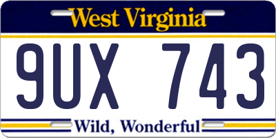 WV license plate 9UX743