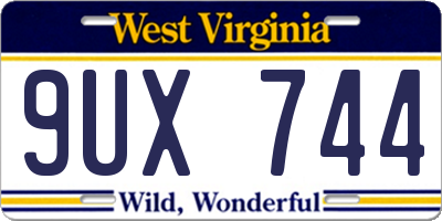 WV license plate 9UX744