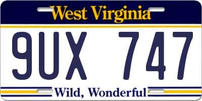 WV license plate 9UX747
