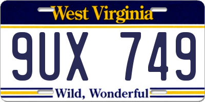 WV license plate 9UX749