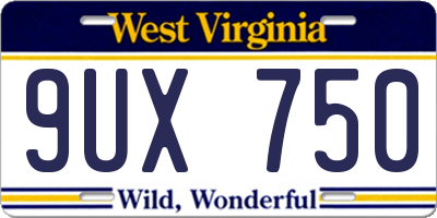 WV license plate 9UX750