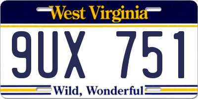 WV license plate 9UX751
