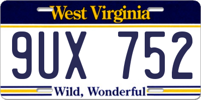 WV license plate 9UX752