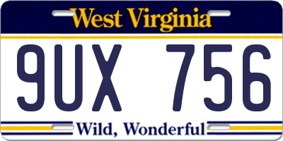WV license plate 9UX756