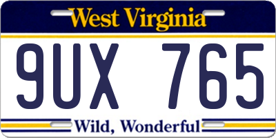 WV license plate 9UX765