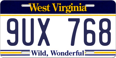 WV license plate 9UX768