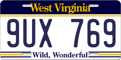 WV license plate 9UX769