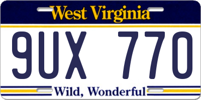 WV license plate 9UX770