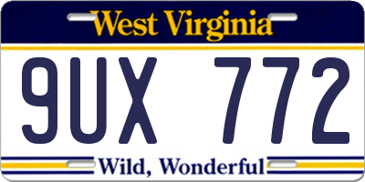 WV license plate 9UX772