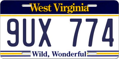 WV license plate 9UX774