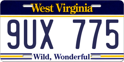 WV license plate 9UX775