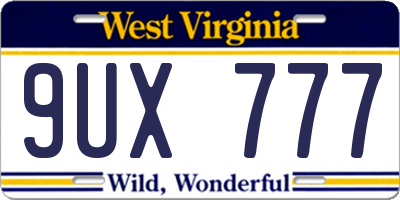 WV license plate 9UX777