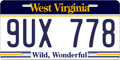WV license plate 9UX778